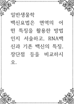 일반생물학 ) 백신요법은 면역의 어떤 특징을 활용한 방법인지 서술하고, RNA백신과 기존 백신의 특징, 장단점 등을 비교-1