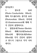 전자공학 ) 광도전 효과(Photo-Conductivity Effect), 황화 카드뮴(CdS), 광기전 효과(Photovoltaic Effect), 루미네선스(luminescence)에 대해 각각 간단히 설명-1