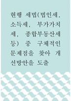 [ 세법 ) 현행 세법(법인세, 소득세, 부가가치세, 종합부동산세 등) 중 구체적인 문제점을 찾아 개선방안을 도출 ]-1