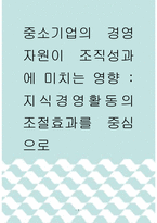 [ 연구조사방법론 ) 중소기업의 경영자원이 조직성과에 미치는 영향 지식경영활동의 조절효과를 중심으로 ]-1