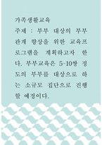 가족생활교육 ) 부부 대상의 부부관계 향상을 위한 교육프로그램을 계획하고자 한다 부부교육은 5-10쌍 정도의 부부를 대상으로 하는 소규모 집단으로 진행할 예정이다!-1