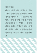 경영전략론 ) 하나의 산업 내에 경쟁하고 있는 3개의 경쟁기업을 선택하여 VRIO 분석-1
