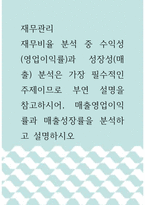 재무관리 ) 재무비율 분석 중 수익성(영업이익률)과 성장성(매출) 분석은 가장 필수적인 주제이므로 부연 설명을 참고하시어, 매출영업이익률과 매출성장률을 분석하고 설명하시오-1