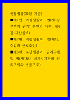 생활법률 ) 제1편 가정생활과 법(제1강 부부의 관계- 혼인과 이혼, 제4강 재산상속), 제6편 분쟁해결과 권리구제 및 법(제15강 비사법기관의 권리구제와 법률구조)-1