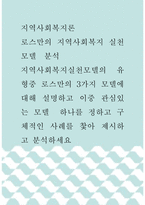 지역사회복지론 ) 로스만의 지역사회복지 실천 모델  분석 - 지역사회복지실천모델의 유형중 로스만의 3가지 모델에 대해 설명하고 이중 관심있는 모델  하나를 정하고 구체적인 사례를 찿아 제시하고 분석하세요-1