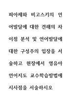 언어지도 ) 피아제와 비고스키의 언어발달에 대한 견해의 차이점 분석 및 언어발달에 대한 구성주의 입장을 서술하고 현장에서 영유아 언어지도 교수학습방법에 시사점을 서술하시오-1