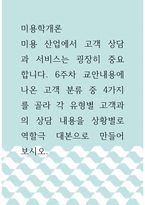 미용학개론 ) 미용 산업에서 고객 상담과 서비스는 굉장히 중요합니다 6주차 교안내용에 나온 고객 분류 중 4가지를 골라 각 유형별 고객과의 상담 내용을 상황별로 역할극 대본으로 만들어 보시오-1