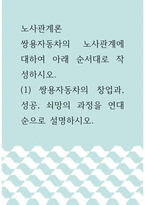 노사관계론 =) 쌍용자동차의 노사관계에 대하여 아래 순서대로 작성하시오 (1) 쌍용자동차의 창업과, 성공, 쇠망의 과정을 연대순으로 설명하시오-1