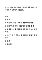 초기기억으로부터 형성된 자신의 생활양식을 분석하여 제출하시기 바립니다. 상담심리학-1