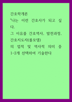 간호학개론 ) 나는 이런 간호사가 되고 싶다 그 이유를 간호역사, 발전과정, 간호지도자(롤모델)의 업적 및 역사적 의미 중 1-2개 선택하여 기술한다-1