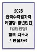 2025 한국수력원자력(KHNP) 체험형 청년인턴(일반전형) 합격 자소서와 면접자료-1