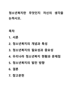 청소년복지란 무엇인지 자신의 생각을 논하시오. 청소년복지론-1