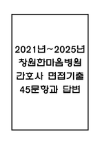 (창원한마음병원 간호사 면접기출) 2021년~2025년 창원한마음병원 간호사 면접 기출 45문항과 답변 정리-1