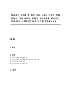 학습자가 생각할 때 최근 우리 사회의 가족의 문제 중에서 가장 심각한 문제가 무엇인지를 제시하고, 이에 대한 가족복지적 대응 방안을 토론해보세요-1