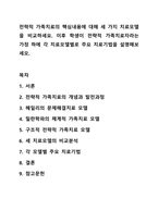 전략적 가족치료의 핵심내용에 대해 세 가지 치료모델을 비교하세요. 가족상담 및 가족치료-1