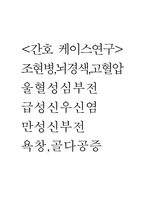 간호 케이스 연구 (조현병,뇌경색,고혈압,울혈성심부전,급성신우신염,만성신부전,욕창,골다공증 간호진단 간호과정 케이스)-1