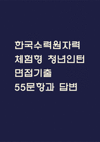 (한국수력원자력 체험형 청년인턴 면접기출) 한국수력원자력 한수원 체험형 청년인턴 면접 기출 55문항과 답변 정리-1