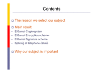 [수체계] The ElGamal Cryptosystem & An Application to the splicing of telephone cables(영문)-2