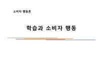 [소비자행동] 학습과 소비자 행동-1