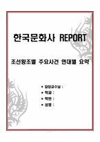 [한국문화사 REPORT] 조선왕조별 주요사건 연대별 요약-1