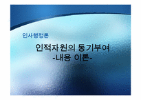 [인사행정론] 인적자원의 동기부여 -내용이론-1