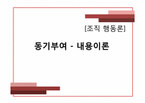 [조직행동론] 동기부여(내용이론)-1