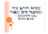 여성 일자리 확대와 저출산 문제 해결방안 - 유연근무제 도입, 중규직 활성화 PPT자료-1
