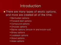 [투자론] 신종옵션(Exotic Options)-2