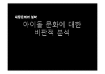 [대중문화와 철학] 아이돌 문화에 대한 비판적 분석-1