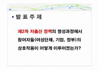 [정책형성론] 제2차 저출산 정책의 형성과정에서 참여자들(여성단체, 기업, 정부)의 상호작용-2