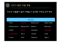 [광고론] 브랜드 슬로건 도출 실습-CUT-OFF 기법 적용-15