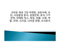 크라운 제과 그린 마케팅, 성공사례, 요인, 시장환경 분석, 경영전략, 분석, STP전략, 마케팅 믹스, 특징, 현황, 사례, 역할, 시사점-1