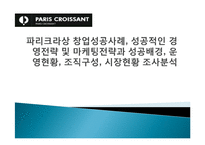 파리크라상 창업성공사례, 성공적인 경영전략 및 마케팅전략과 성공배경, 운영현황, 조직구성, 시장현황 조사분-1
