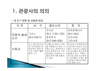 관광의 역사, 의의, 발전단계, 특징, 연구동향, 우리나라 관광의 발전 과정, 관광의 현대화, 특징, 종류, 분류, 현황, 효과, 전망, 분석-3