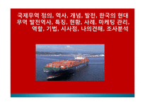 국제무역 정의, 역사, 개념, 발전, 한국의 현대무역 발전역사, 특징, 현황, 사례, 마케팅 관리, 역할, 기법, 시사점, 나의견해, 조사분석-1
