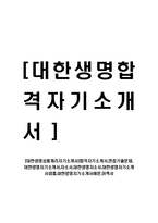 [대한생명상품계리자기소개서]합격자기소개서,면접기출문제, 대한생명자기소개서,자소서,대한생명자소서,대한생명자기소개서샘플,대한생명자기소개서예문,이력서-1