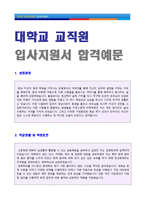 ● 2023년 대학교 (교직원/행정직) 자기소개서 합격예문 + 이력서양식 [대학교 사무직/교직원자소서 자기소개서 취업자료/교직원 지원동기및포부]-1