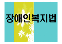장애인 복지법-법의 의의,내용,연혁,입법배경,장애인복지법의 문제점과 개선방향-1