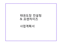 사업계획서 - 태권도장 프랜차이즈 컨설팅업체 창업 사업계획서-1