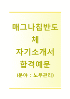 (매그나칩반도체자기소개서 + 면접기출문제) 매그나칩반도체(인사노무관리)자기소개서 합격예문 [매그나칩반도체자소서지원동기첨삭항목]-1