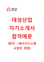 (대성산업자기소개서+면접기출문제) 대성산업(에너지시스템사업부영업) 자기소개서 합격예문 [대성산업자소서대성산업채용지원동기첨삭항목]-1