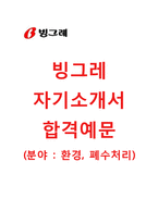 (빙그레자기소개서+면접족보) 빙그레(신입인턴사원정규직전환경력직환경폐수처리) 자기소개서 합격예문 [빙그레자소서빙그레인턴지원동기첨삭항목]-1