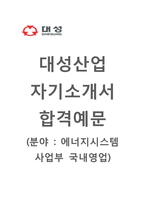 (대성산업자기소개서+면접족보) 대성산업(에너지시스템사업부국내영업) 자기소개서 합격예문 [대성산업자소서첨삭항목]-1