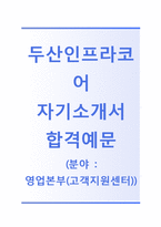 (두산인프라코어자기소개서 + 면접기출문제) 두산인프라코어(영업본부고객지원센터) 자기소개서 합격예문 [두산인프라코어자소서두산그룹채용지원동기첨삭항목]-1