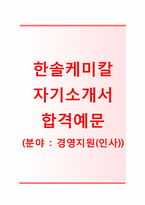 (한솔케미칼자기소개서 + 면접기출문제) 한솔케미칼(인사팀경영지원) 자기소개서 합격예문 [한솔케미칼자소서지원동기첨삭항목]-1