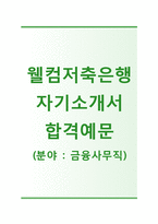 (웰컴저축은행자기소개서 + 면접기출문제) 웰컴저축은행(금융사무직) 자기소개서 합격예문 [웰컴저축은행자소서웰컴크레디라인웰컴론)-1