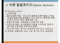 중추신경게약물, 진통제, 항염제, 진정수면제, 항정신병약, 아편 알칼로이드, 비스테로이드성항염제, 정신병치료제-3