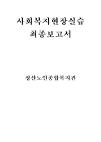 [사회복지현장 실습보고서] 경남 창원소재 성산노인종합복지관 현장 실습 보고서(기관소개, 사업소개, 감상 및 전망)-1
