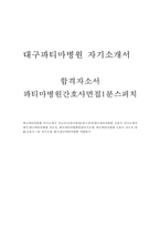 대구파티마병원자기소개서 파티마병원자소서 샘플합격*파티마간호사면접1분자기소개서 파티마병원 간호사 자기소개서대구파티마병원면접자기·소개서파티마병원면접-1
