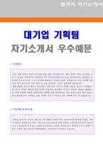 (대기업 기획직 자기소개서 - 2023년 합격) 마케팅/홍보팀기획직 자기소개서 합격예문 + 이력서양식 [마케팅 자기소개서/기획직 자기소개서]-1